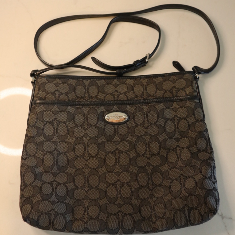 Coach Brown and Black Patterned Crossbody Bag